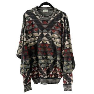 Vintage Ash Creek Southwestern Aztec Grandpa Knit Sweater Large